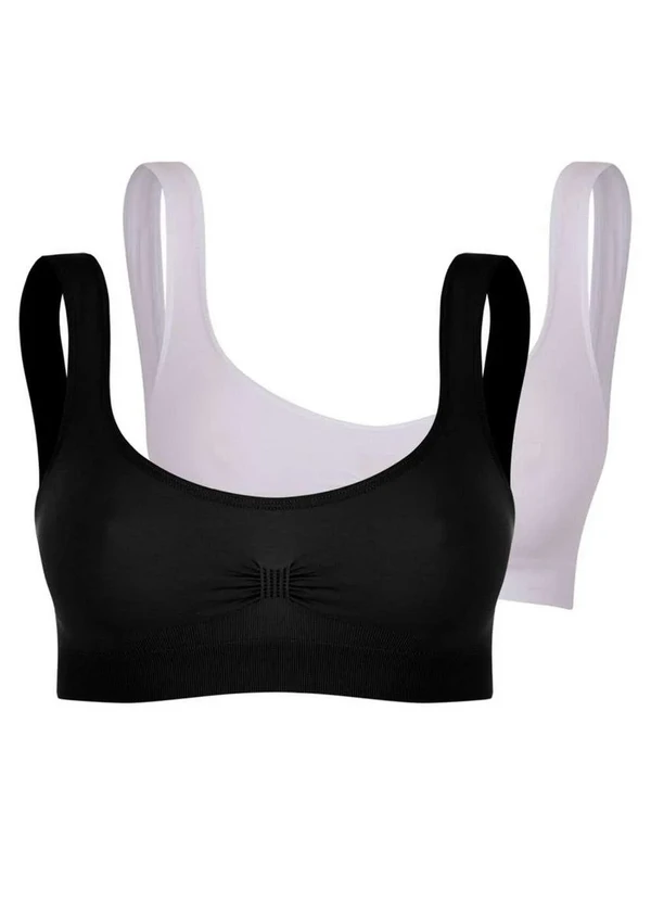 Trifil - Kit com 2 Tops sem Aro e sem Bojo Trifil 0901 Preto-Branco