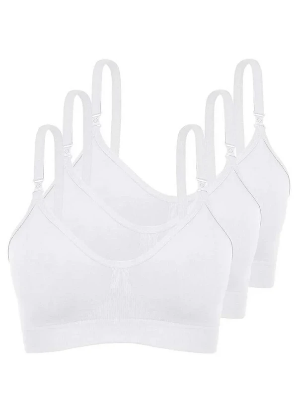 Lupo - Kit com 3 Sutiã sem Aro e sem Bojo Loba 41028-001 Taça B Branco 2