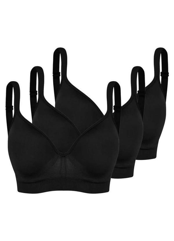 Trifil - Kit com 3 Sutiãs com Aro e Bojo Trifil 0975 Taça C Preto