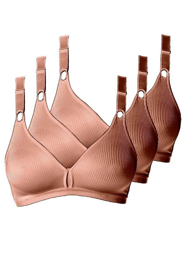 Demillus - Kit com 3 Sutiãs sem Aro e sem Bojo Demillus 61196/61096 Taça B Bege-Rosado