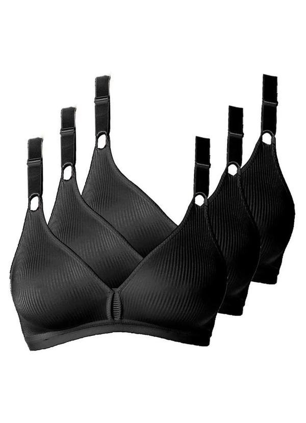 Demillus - Kit com 3 Sutiãs sem Aro e sem Bojo Demillus 61196/61096 Taça B Preto