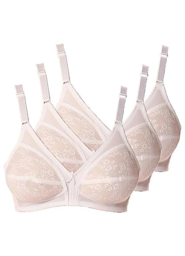 Demillus - Kit com 3 Sutiãs Sustentação Colonial Demillus 61383/78383 Taça B Branco
