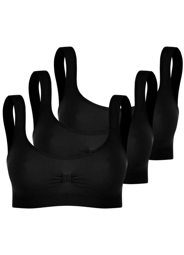 Trifil - Kit com 3 Tops sem Aro e sem Bojo Trifil 0901 Preto