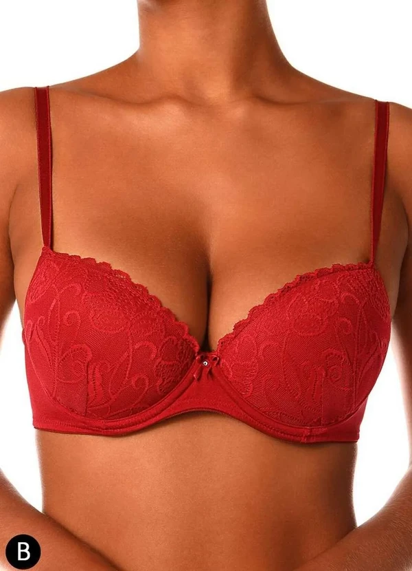 Demillus - Sutiã com Aro e Bojo Nova Gemma Demillus 67249 Taça B 06-Carmim 2