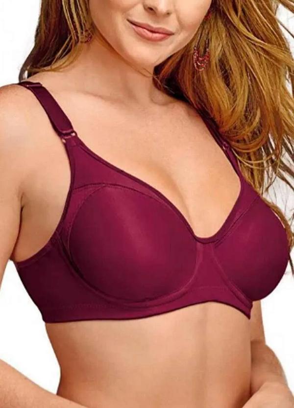 Demillus - Sutiã com Aro e sem Bojo Support Control Demillus 64905 Taça C 50-Vinho-Barolo