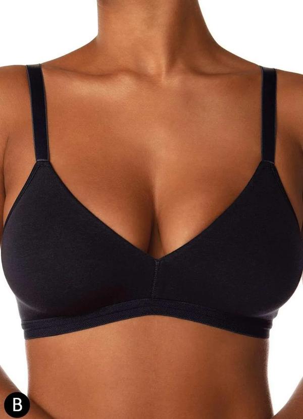 Demillus - Sutiã sem Aro e sem Bojo Secret Cotton Demillus 61052 Taça B 27-Preto