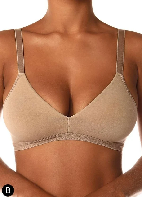 Demillus - Sutiã sem Aro e sem Bojo Secret Cotton Demillus 61052 Taça B 55-Bege-Rosado