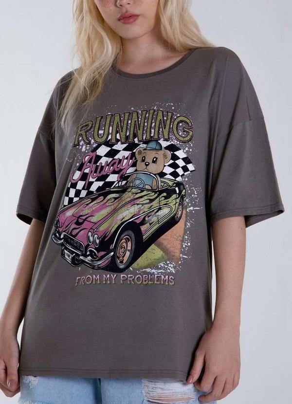 Malwee - Camiseta Feminina Enfim 1000100493 03966-Chumbo