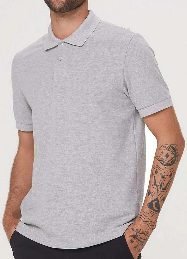 Hering - Camiseta Polo Masculina Hering N3a7 M2h-Cinza