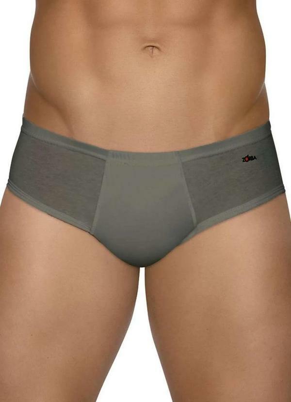Cueca Slip Zorba 172 com Abertura 100-Chumbo - Meias Sao Jorge