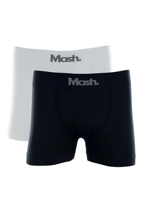 Mash - Kit/2 Cueca Boxer Mash 711.01 Pt02-Branco/Preto