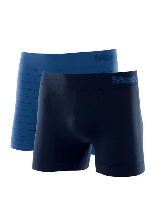 Mash - Kit 2 Cuecas Boxer Mash 711.02 sem Costura Az04-Azul-Royal/Marinho