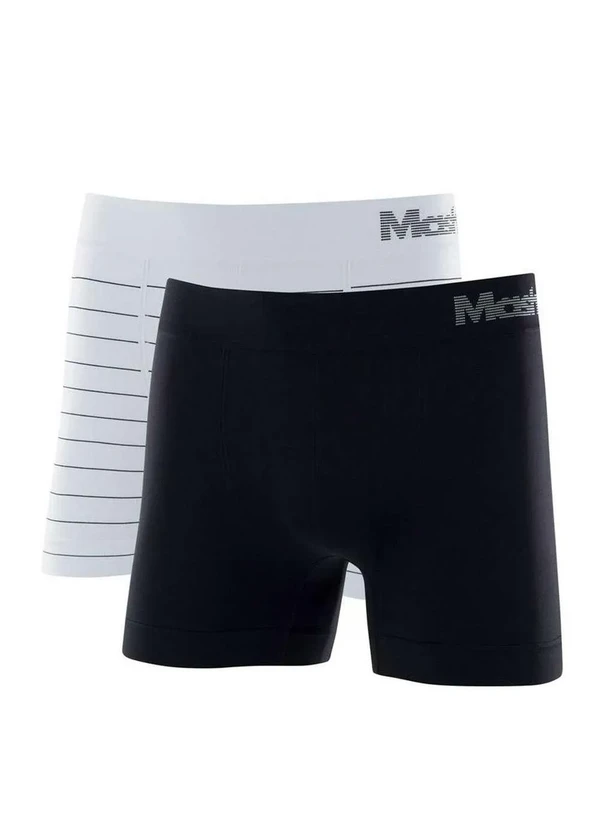 Mash - Kit 2 Cuecas Boxer Mash 711.02 sem Costura Br00-Branco/Preto