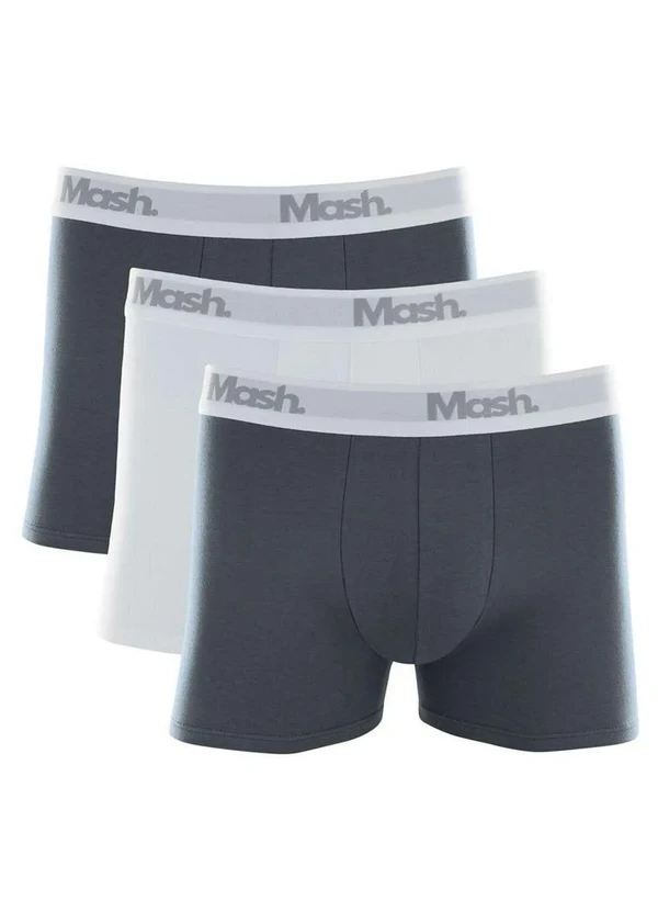 Mash - Kit/3 Cueca Boxer Mash 110.16 Cz02-Cinza/Branco/Cinza