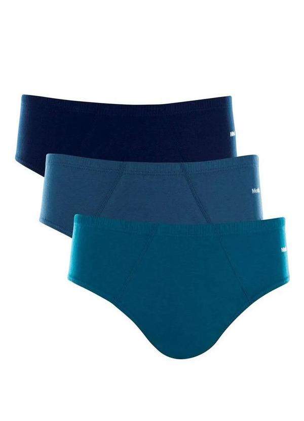 Mash - Kit/3 Cueca Slip Mash 010.20 Az07-Marinho/Azul/Azul