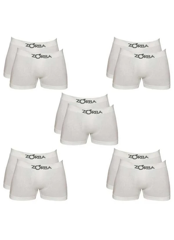 Zorba - Kit com 10 Cuecas Boxer Zorba 781 Branco