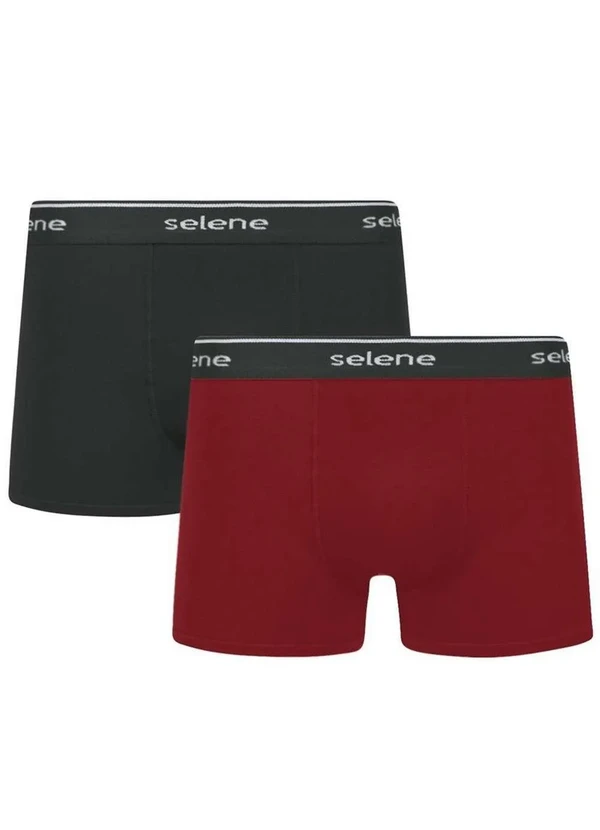 Selene - Kit com 2 Cuecas Boxer Selene 11450-001 991-Preto-Bordo
