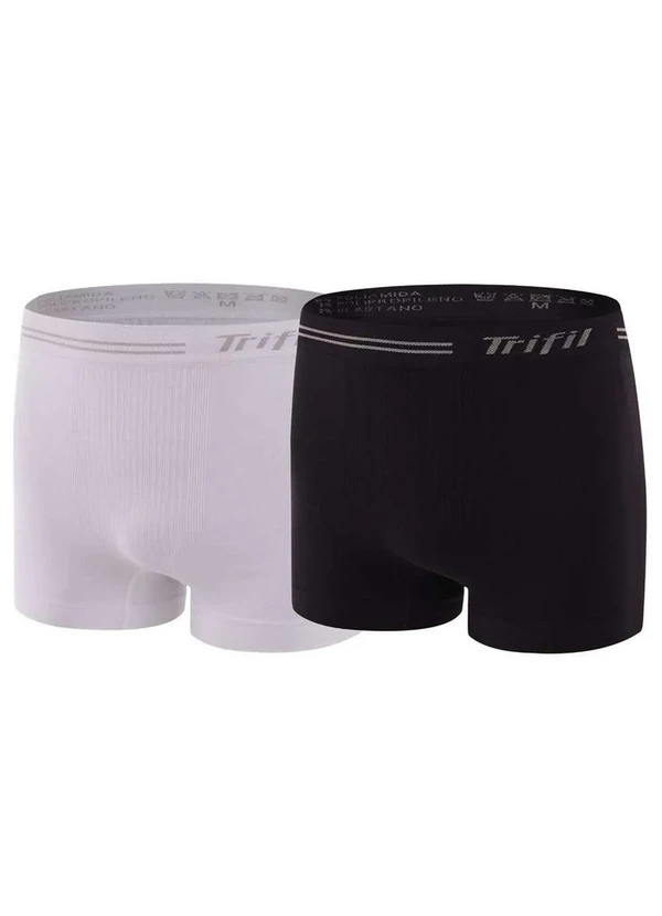 Trifil - Kit com 2 Cuecas Boxer Trifil Ce 0277 0007-Branco/Preto 2