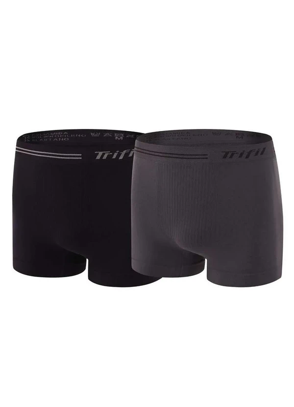 Trifil - Kit com 2 Cuecas Boxer Trifil Ce 0277 0008-Preto/Cinza-Chumbo 2