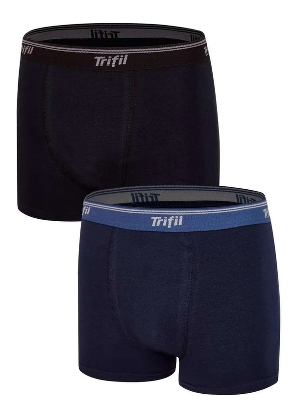 Trifil - Kit com 2 Cuecas Boxer Trifil Qe 5326 0013-Preto/Azul-Marinho