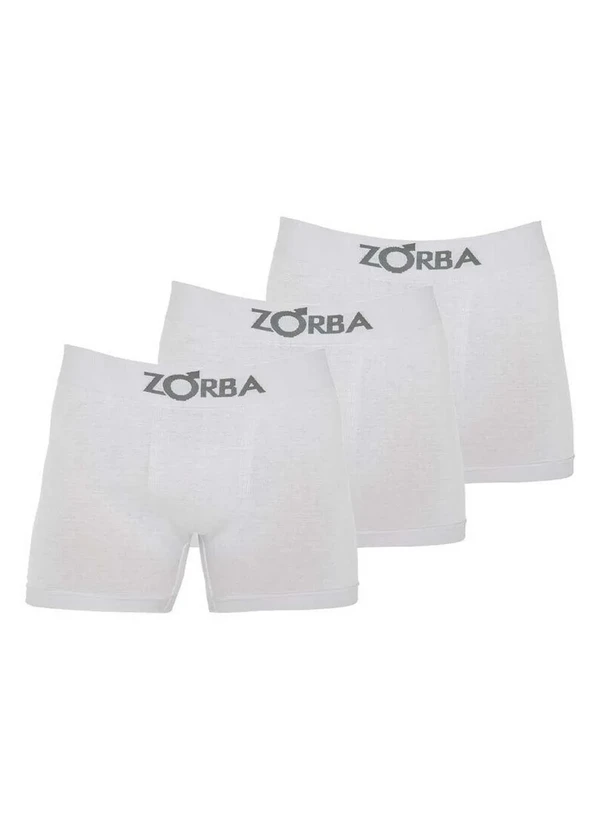 Zorba - Kit com 3 Cuecas Boxer Zorba 781 01-Branco