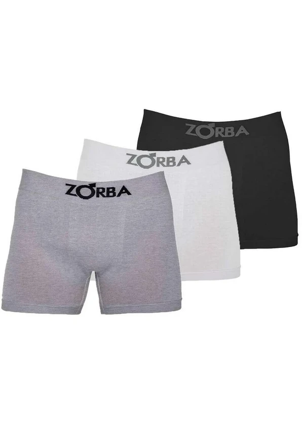 Zorba - Kit com 3 Cuecas Boxer Zorba 781 Colorido 01-Branco