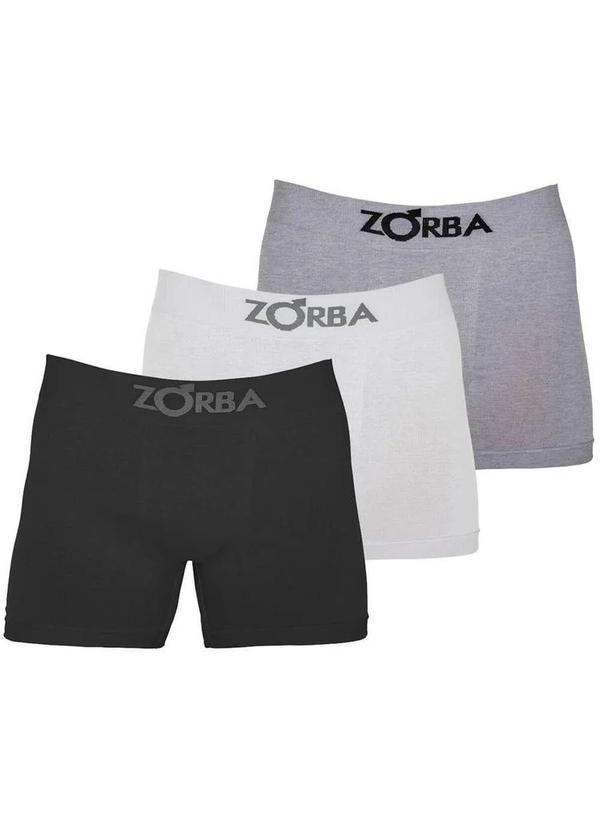 Zorba - Kit com 3 Cuecas Boxer Zorba 781 Colorido Preto-Branco-Mescla