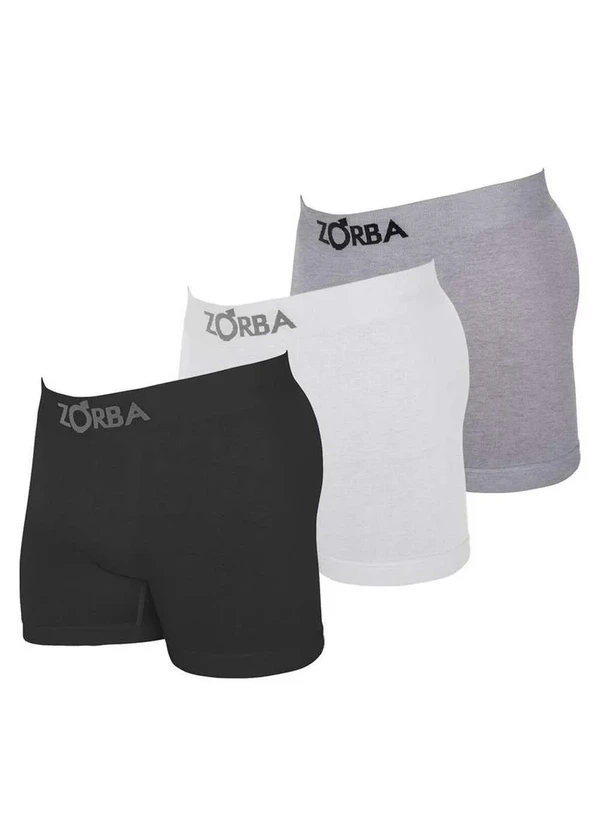 Zorba - Kit com 3 Cuecas Boxer Zorba 781 Colorido Preto-Branco-Mescla 2