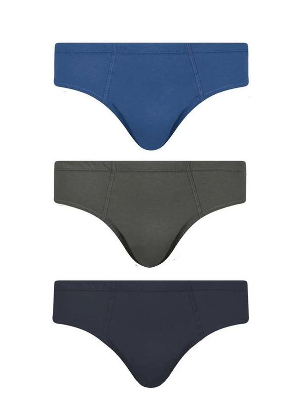 Selene - Kit com 3 Cuecas Slip Selene 11910-001 998-Royal/Chumbo/Marinho