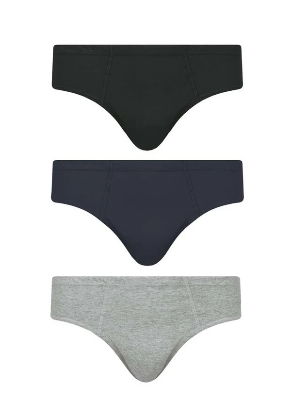 Selene - Kit com 3 Cuecas Slip Selene 11910-001 999-Preto/Marinho/Cinza-Mescla 2