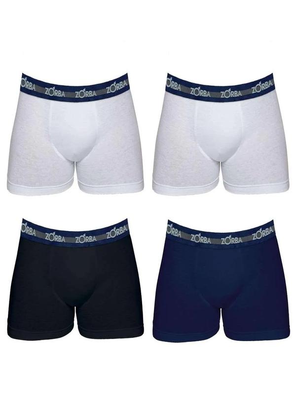 Zorba - Kit com 4 Cuecas Boxer Zorba 0702-0 Branco/Preto/Marinho