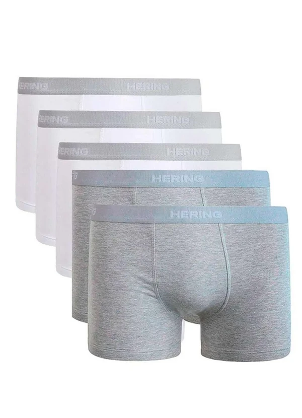 Hering - Kit com 5 Cuecas Boxer Hering 77qu 1b-Mescla-Claro-Branco