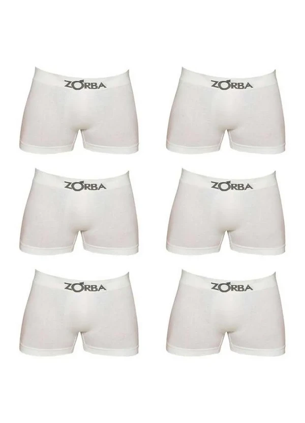 Zorba - Kit com 6 Cuecas Boxer Zorba 781 Branco