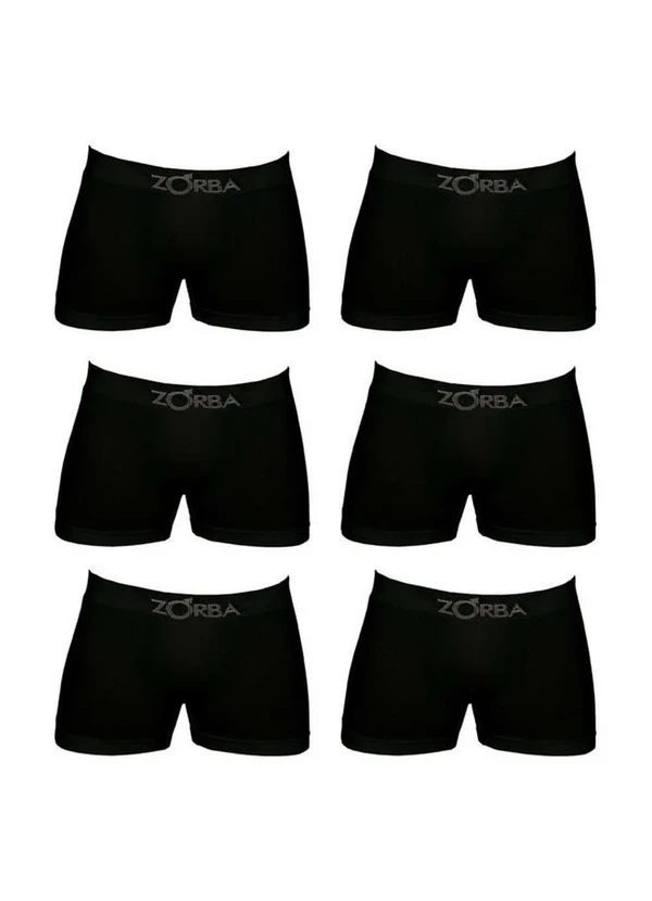 Zorba - Kit com 6 Cuecas Boxer Zorba 781 Preto