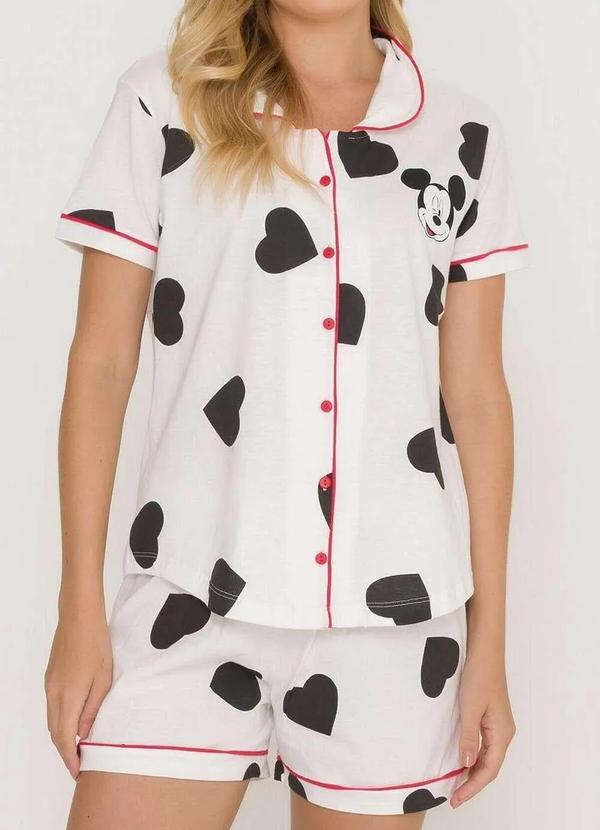 Disney - Pijama Feminino Curto com Abertura Mickey Mouse 51.03.0033 Off-White