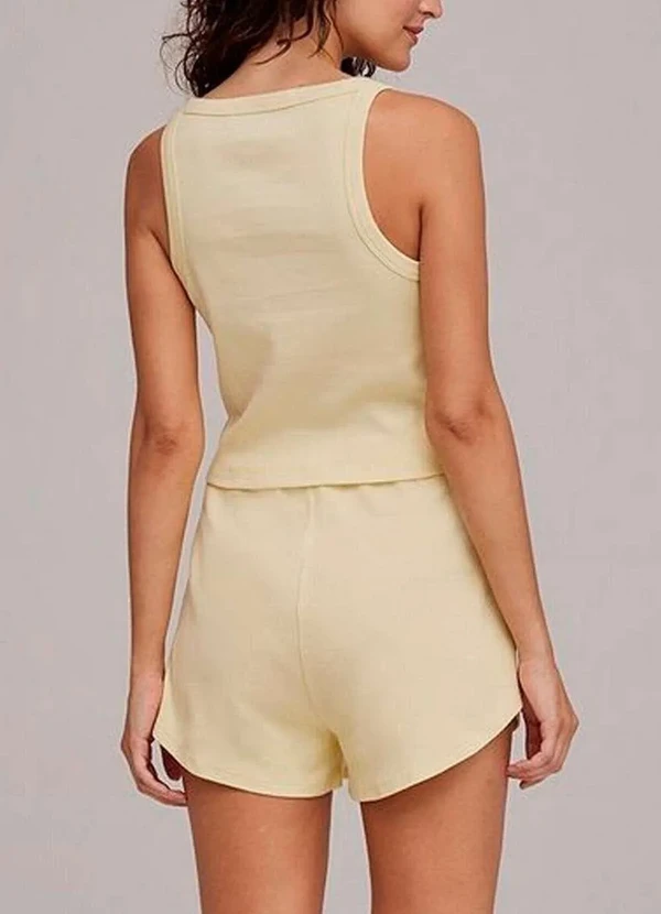 Hering - Pijama Feminino Curto Hering 7ckr Yvn-Amarelo 2