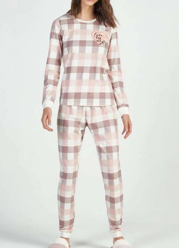 Cor com Amor - Pijama Feminino Longo Cor com Amor 13076 Xadrez