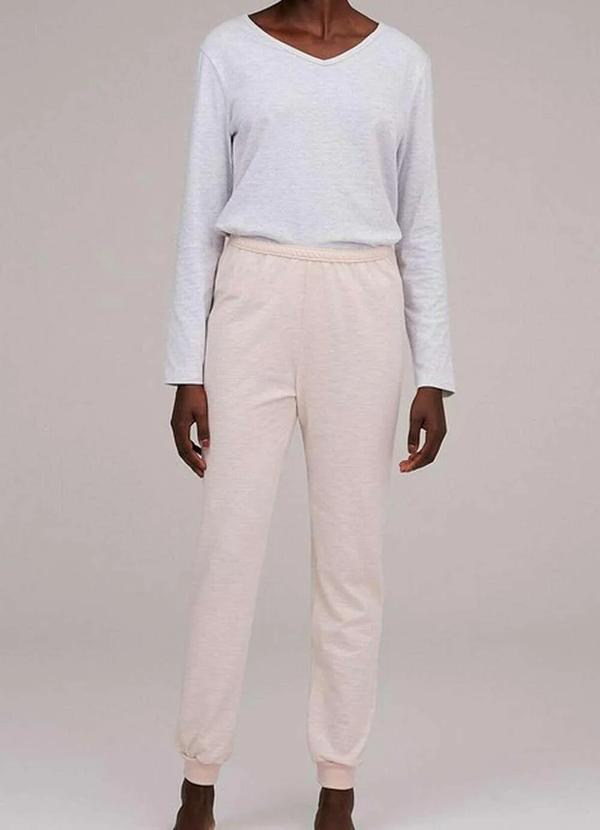 Hering - Pijama Feminino Longo Hering 7bxb 1j-Branco-Mescla