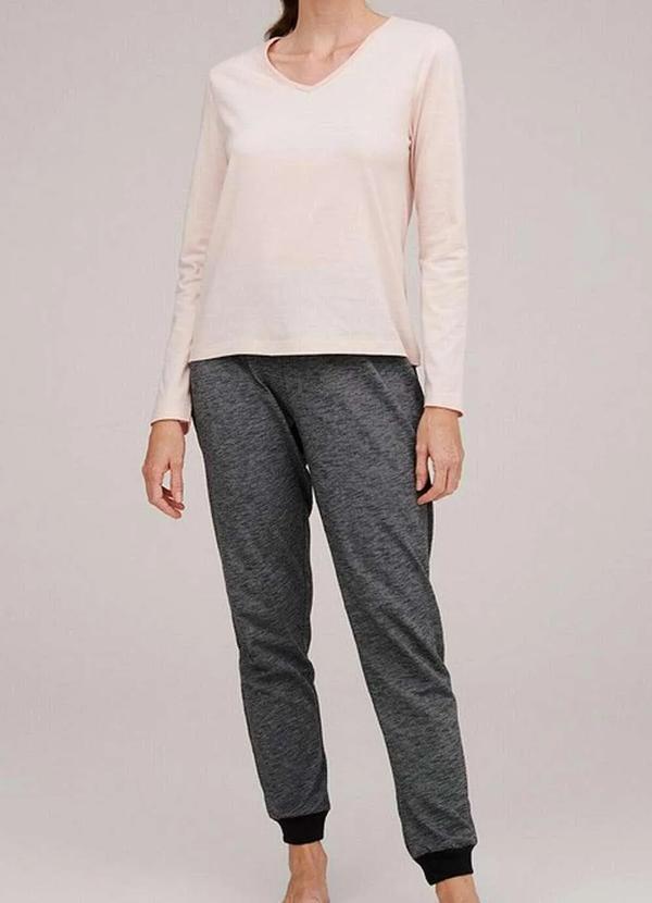 Hering - Pijama Feminino Longo Hering 7bxb 1k-Rosa-Claro