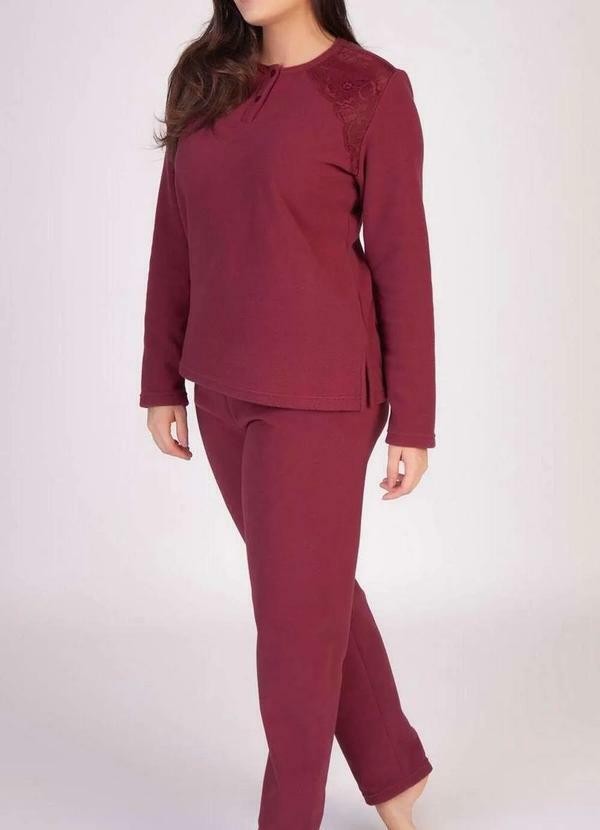 Podiun - Pijama Feminino Longo Podiun 215146 Vinho-Malbec
