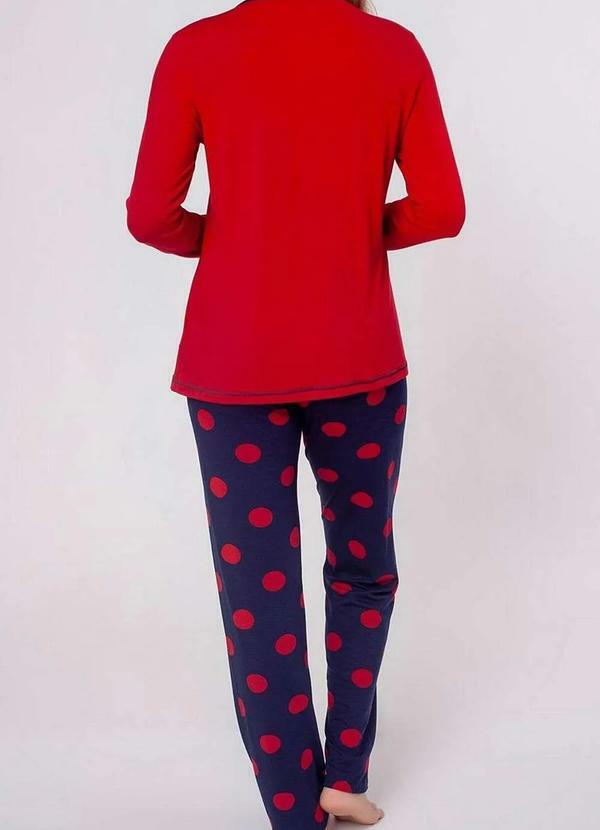 Podiun - Pijama Feminino Longo Podiun 225165 Poa-Vermelho 2