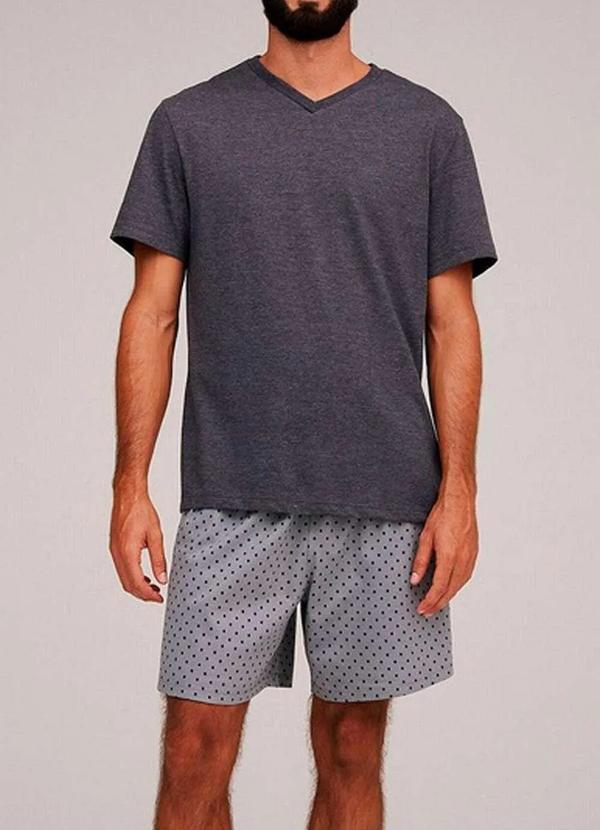 Hering - Pijama Masculino Curto Hering 76wx 11h-Cinza-Escuro