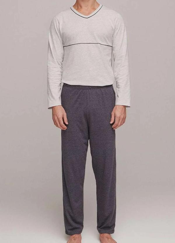 Hering - Pijama Masculino Longo Hering 7604 4p-Mescla-Claro