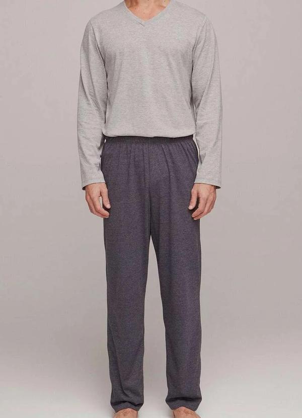 Hering - Pijama Masculino Longo Hering 7bxh 1h-Cinza