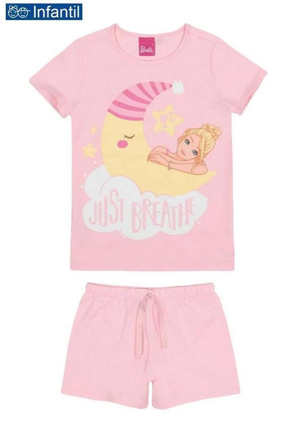 Malwee - Pijama Infantil Menina Curto Barbie Malwee 1000087630 02424-Rosa-Claro
