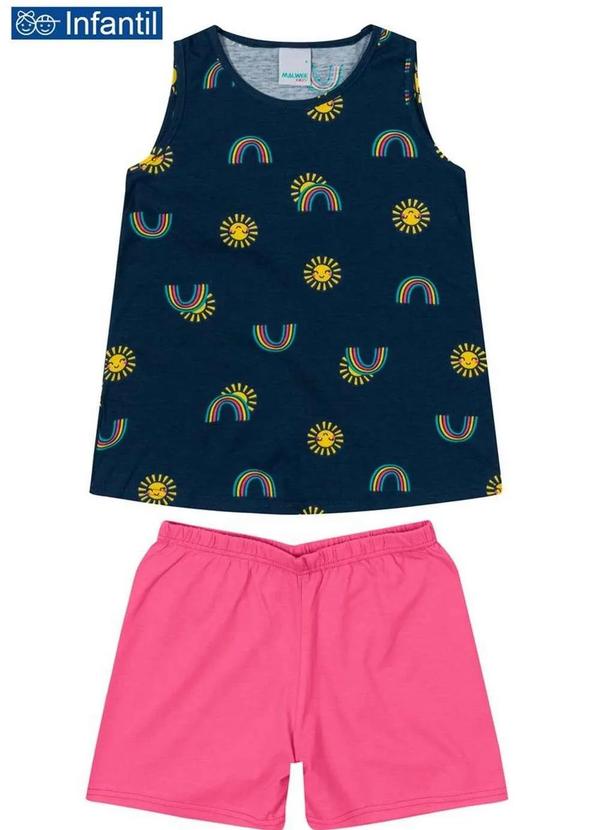 Malwee - Pijama Infantil Menina Curto Malwee 1000083317 Bj43b-Marinho