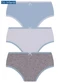 Lupo - Kit com 3 Calcinhas Lobinha 18101-089 Infantil 0900-Lilás-Branco-Cinza - variação: 0901-Azul-Branco-Cinza
