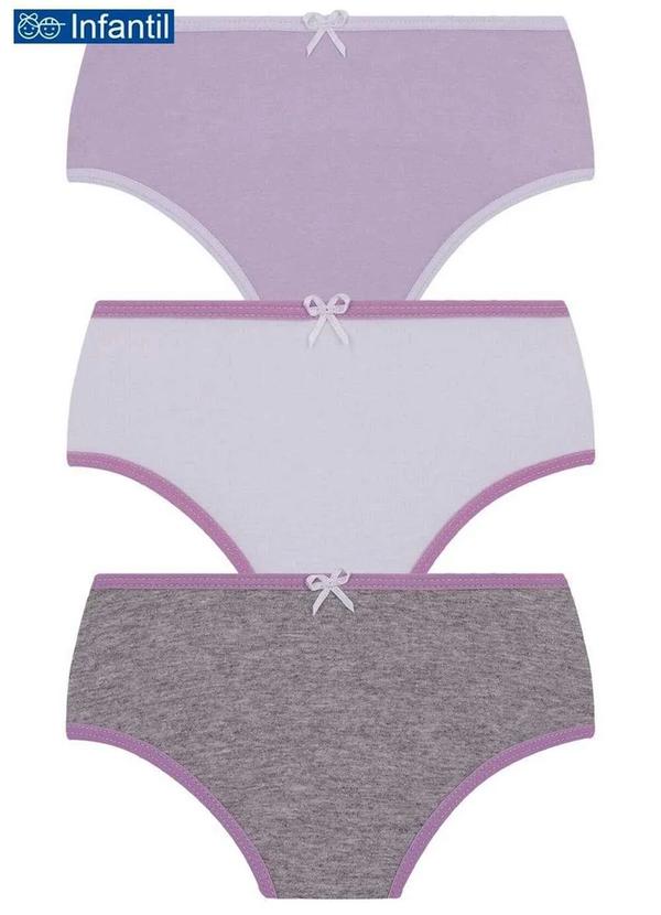 Lupo - Kit com 3 Calcinhas Lobinha 18101-089 Infantil 0902-Cinza-Branco-Preto