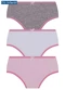 Lupo - Kit com 3 Calcinhas Lobinha 18101-089 Infantil 0900-Lilás-Branco-Cinza - variação: 0905-Cinza-Branco-Rosa