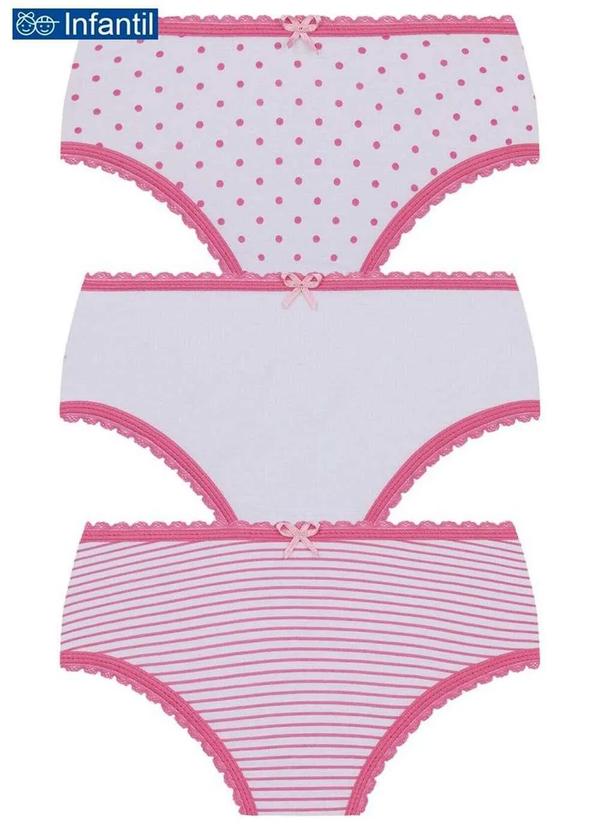 Lupo - Kit com 3 Calcinhas Lobinha 18102-089 Infantil 0901-Amarelo-Branco
